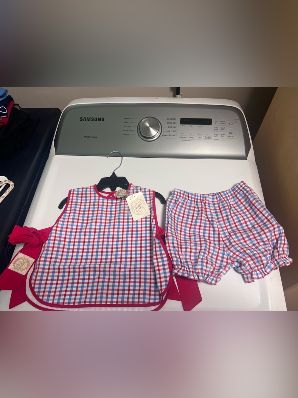 The Beaufort Bonnet Company Red Blue White Plaid Trim Pajama Set